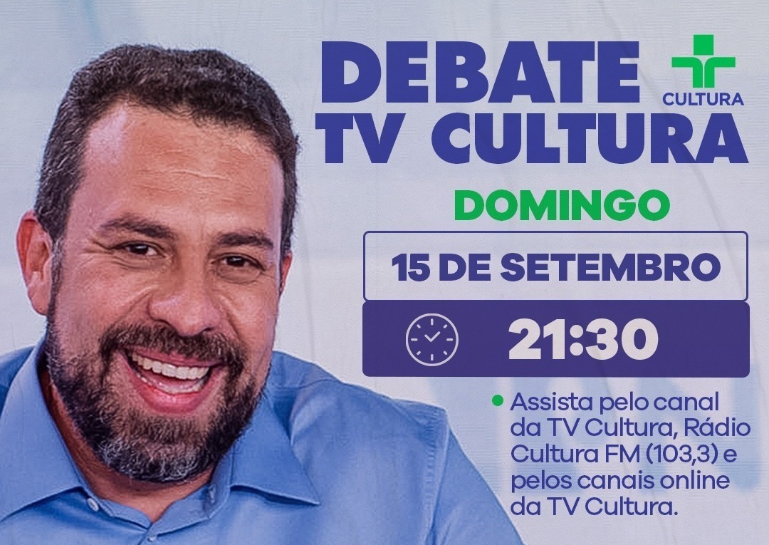 Guilherme Boulos participa do debate da TV Cultura na noite deste domingo