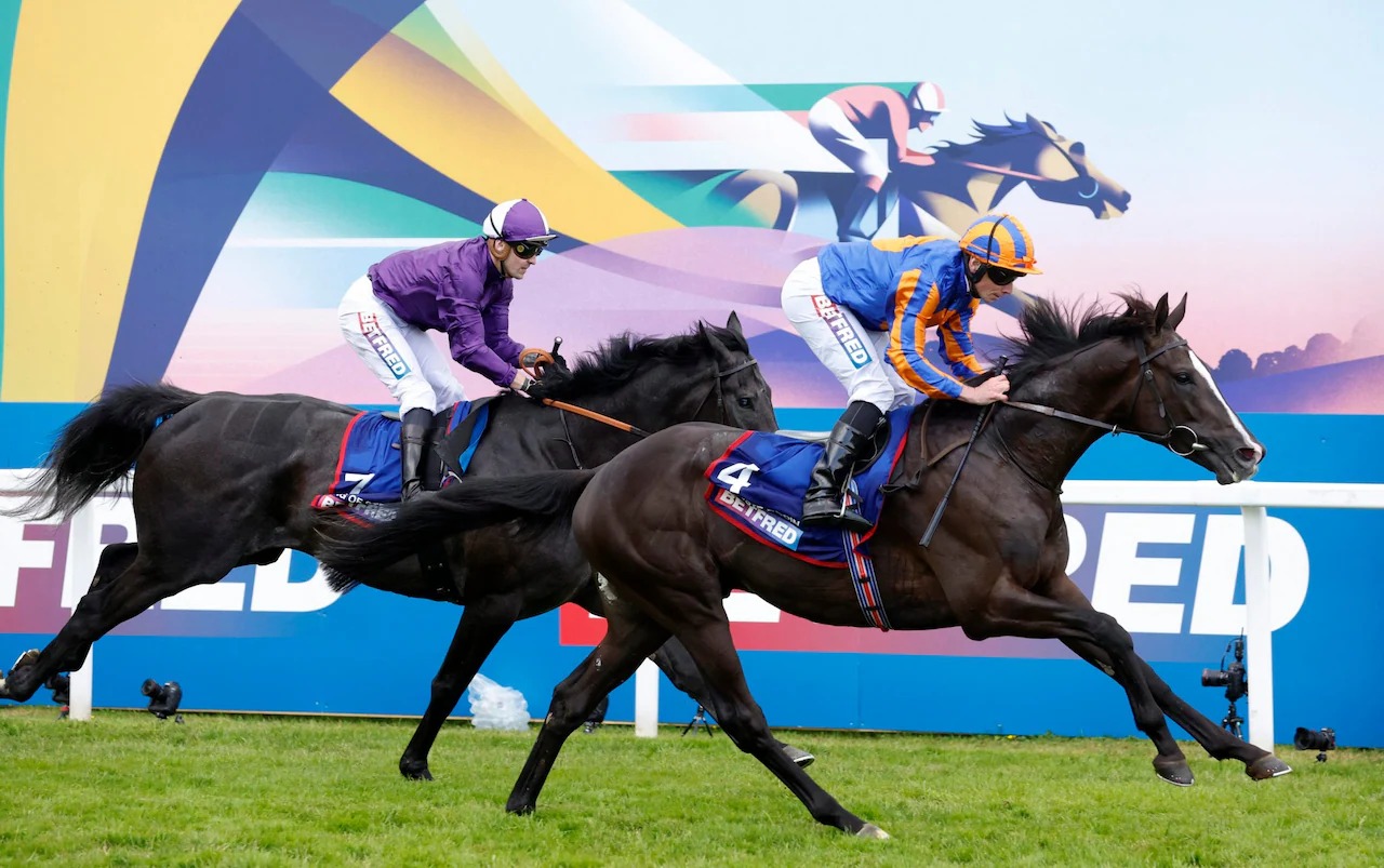 Auguste Rodin, com o jquei Ryan Moore,  o campeo do 244 Epsom Derby